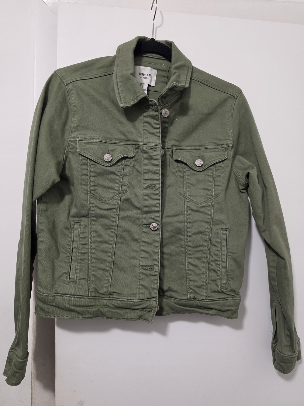 Forever 21 Olive Green Women's Denim Jacket - Button Front